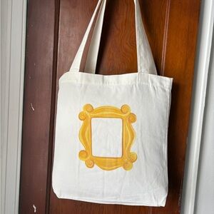 Cotton FRIENDS CreamTote Bag with Yellow Frame Design